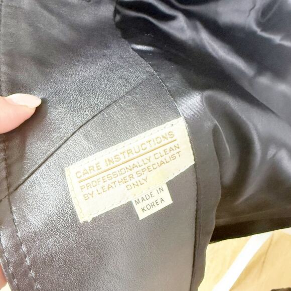 Vintage Upper Deck 100% Leather Black Long Trench Coat No Size - Picture 5 of 6